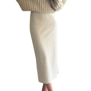 Zara Women’s Knit Cream Pencil Skirt Cotton Blend- Size Small